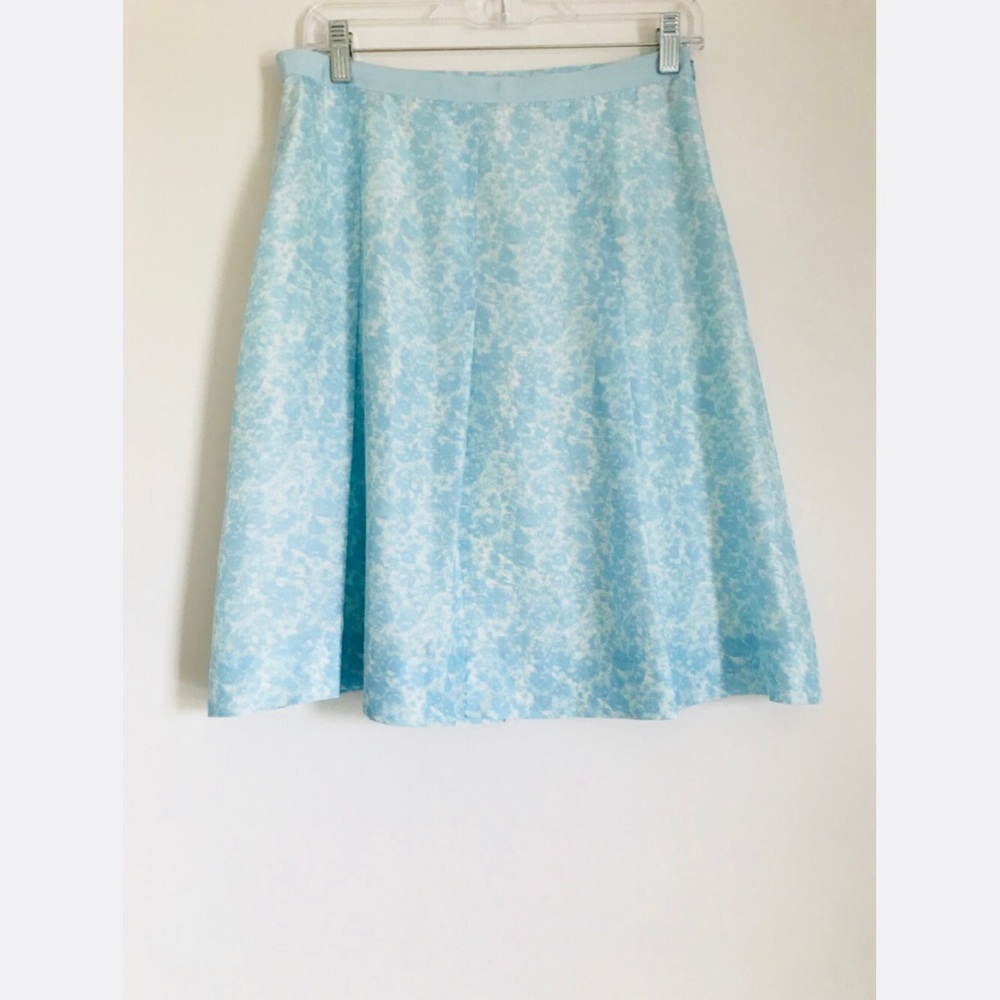 Banana Republic Blue Aline Silk Midi Floral Skirt